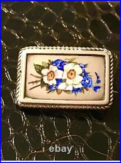 Victorian Sterling Silver Enamel Daffodil Brooch Antique Petite Floral Pin Vtg