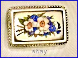 Victorian Sterling Silver Enamel Daffodil Brooch Antique Petite Floral Pin Vtg