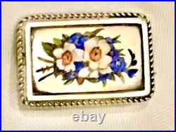 Victorian Sterling Silver Enamel Daffodil Brooch Antique Petite Floral Pin Vtg