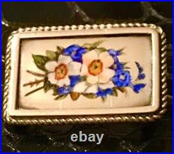 Victorian Sterling Silver Enamel Daffodil Brooch Antique Petite Floral Pin Vtg