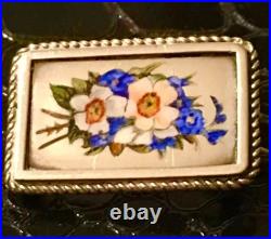 Victorian Sterling Silver Enamel Daffodil Brooch Antique Petite Floral Pin Vtg