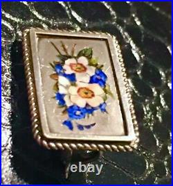Victorian Sterling Silver Enamel Daffodil Brooch Antique Petite Floral Pin Vtg