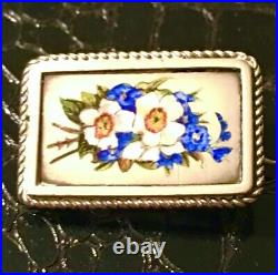 Victorian Sterling Silver Enamel Daffodil Brooch Antique Petite Floral Pin Vtg