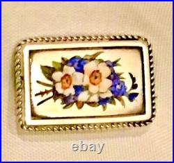 Victorian Sterling Silver Enamel Daffodil Brooch Antique Petite Floral Pin Vtg