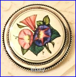 Victorian Sterling Silver Enamel Daffodil Brooch Antique Petite Floral Pin Vtg