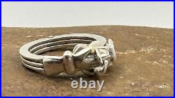 Victorian Sterling Silver Fede Gimmel 3 part Clasped Hand Ring Puzzle Sz 5