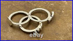 Victorian Sterling Silver Fede Gimmel 3 part Clasped Hand Ring Puzzle Sz 5