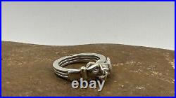 Victorian Sterling Silver Fede Gimmel 3 part Clasped Hand Ring Puzzle Sz 5