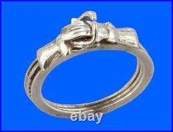 Victorian Sterling Silver Fede Gimmel RARE HEART 3 Part Clasped Hand Ring Sz 6