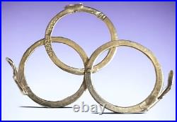 Victorian Sterling Silver Fede Gimmel RARE HEART 3 Part Clasped Hand Ring Sz 6