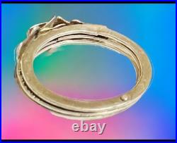 Victorian Sterling Silver Fede Gimmel RARE HEART 3 Part Clasped Hand Ring Sz 6