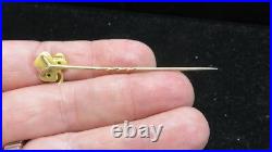 Victorian Stickpin 18kt Gold 3 Leaf CloveDiamond, Sapphire+Seed Pearl1900