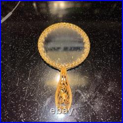 Victorian Style Ornate Brass Hand Mirror Portrait French