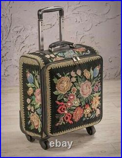 Victorian Trading Co Midnight Garden Tote Hand Beaded Rolling Suitcase