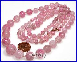 Victorian Venetian Hand Painted Pink Glass Bead Necklace 38