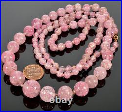 Victorian Venetian Hand Painted Pink Glass Bead Necklace 38