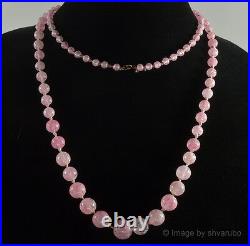 Victorian Venetian Hand Painted Pink Glass Bead Necklace 38