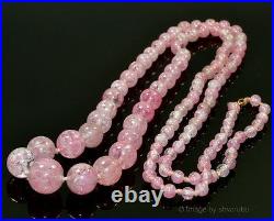 Victorian Venetian Hand Painted Pink Glass Bead Necklace 38