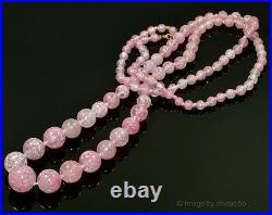 Victorian Venetian Hand Painted Pink Glass Bead Necklace 38