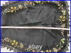 Victorian Vintage Antique Black Hand Beaded Mourning Apron Embroided Msg Beads