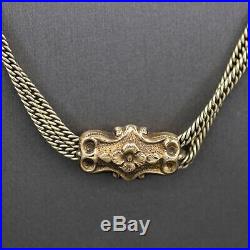 Victorian Watch Chain with Hand and Floral Station in 10k and 14k Yellow Gold