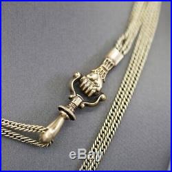 Victorian Watch Chain with Hand and Floral Station in 10k and 14k Yellow Gold