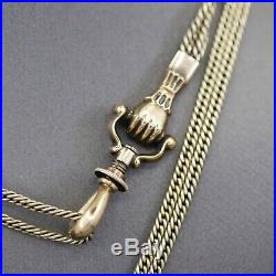 Victorian Watch Chain with Hand and Floral Station in 10k and 14k Yellow Gold