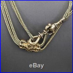 Victorian Watch Chain with Hand and Floral Station in 10k and 14k Yellow Gold