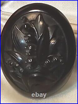 Victorian Whitby Jet Lilly Of The Valley Pin Antique Mourning Jewelry Brooch