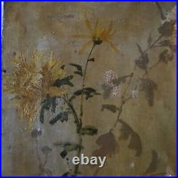 Victorian antique mums hand painted original oil PAINTING Vintage flower floral