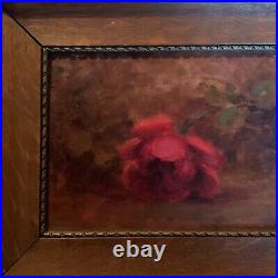 Victorian antique rose flower floral hand painted original oil PAINTING signed