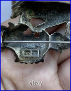 Victorian brooch Antique 19th century Womn's Hand Basket w Flowers GP 838 Silver