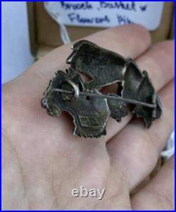 Victorian brooch Antique 19th century Womn's Hand Basket w Flowers GP 838 Silver