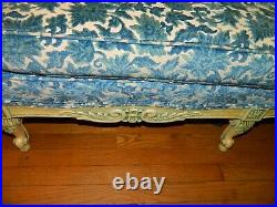 Victorian couch French Provincial sofa Hand Crafted Carved 12 PICS! Blue White