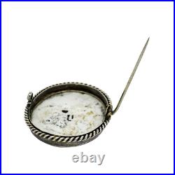 Victorian hand-painted porcelain portrait boy brooch, twisted rope silver frame