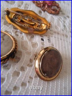 Victorian mourning jewelry, Hair Brooch, Locket, Hand Pendant, Bar Pin, Stick Pin