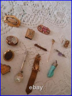 Victorian mourning jewelry, Hair Brooch, Locket, Hand Pendant, Bar Pin, Stick Pin
