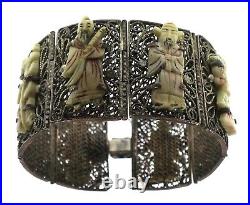 Victorian or Older Chinese Export Figurine Bracelet Hand Made