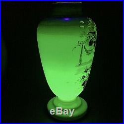 Victorian uranium glass opaque vase Antique pedestal hand painted enameled 14