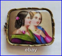 Victorian vintage antique hand painted painting portrait label