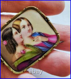 Victorian vintage antique hand painted painting portrait label