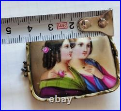 Victorian vintage antique hand painted painting portrait label