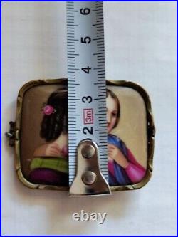 Victorian vintage antique hand painted painting portrait label