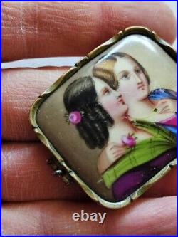 Victorian vintage antique hand painted painting portrait label