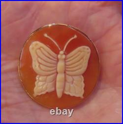 Video 14k Antique Rare Hand Carved Butterfly Cameo Victorian Huge Brooch Pendant