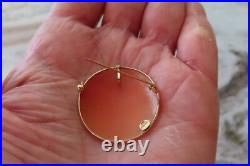 Video 14k Antique Rare Hand Carved Butterfly Cameo Victorian Huge Brooch Pendant