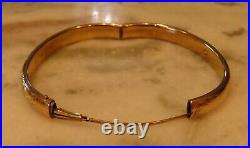 Video Rare 1913 Antique Art Deco Hand Engraved Carved Floral 14k Bangle Bracelet