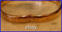 Video Rare 1913 Antique Art Deco Hand Engraved Carved Floral 14k Bangle Bracelet