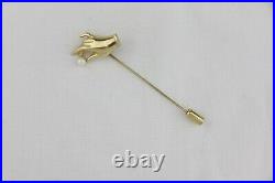 Vintage 14k Hand holding 3.3mm white Pearl STICK PIN yellow gold Victorian Style