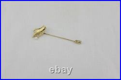 Vintage 14k Hand holding 3.3mm white Pearl STICK PIN yellow gold Victorian Style